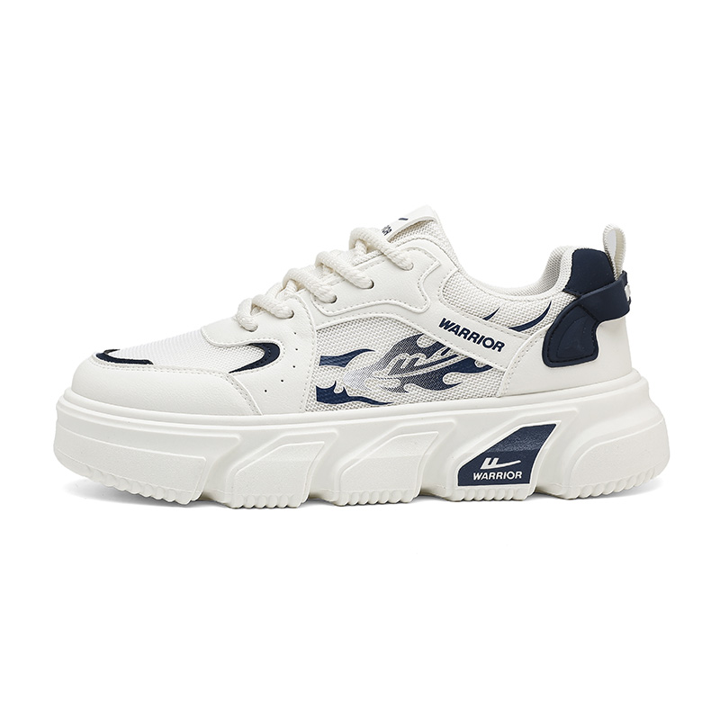 

Мужские низкие скейтерские кроссовки для увеличения роста, устойчивые к истиранию, легкие и дышащие WARRIOR, бежевый темно-синий