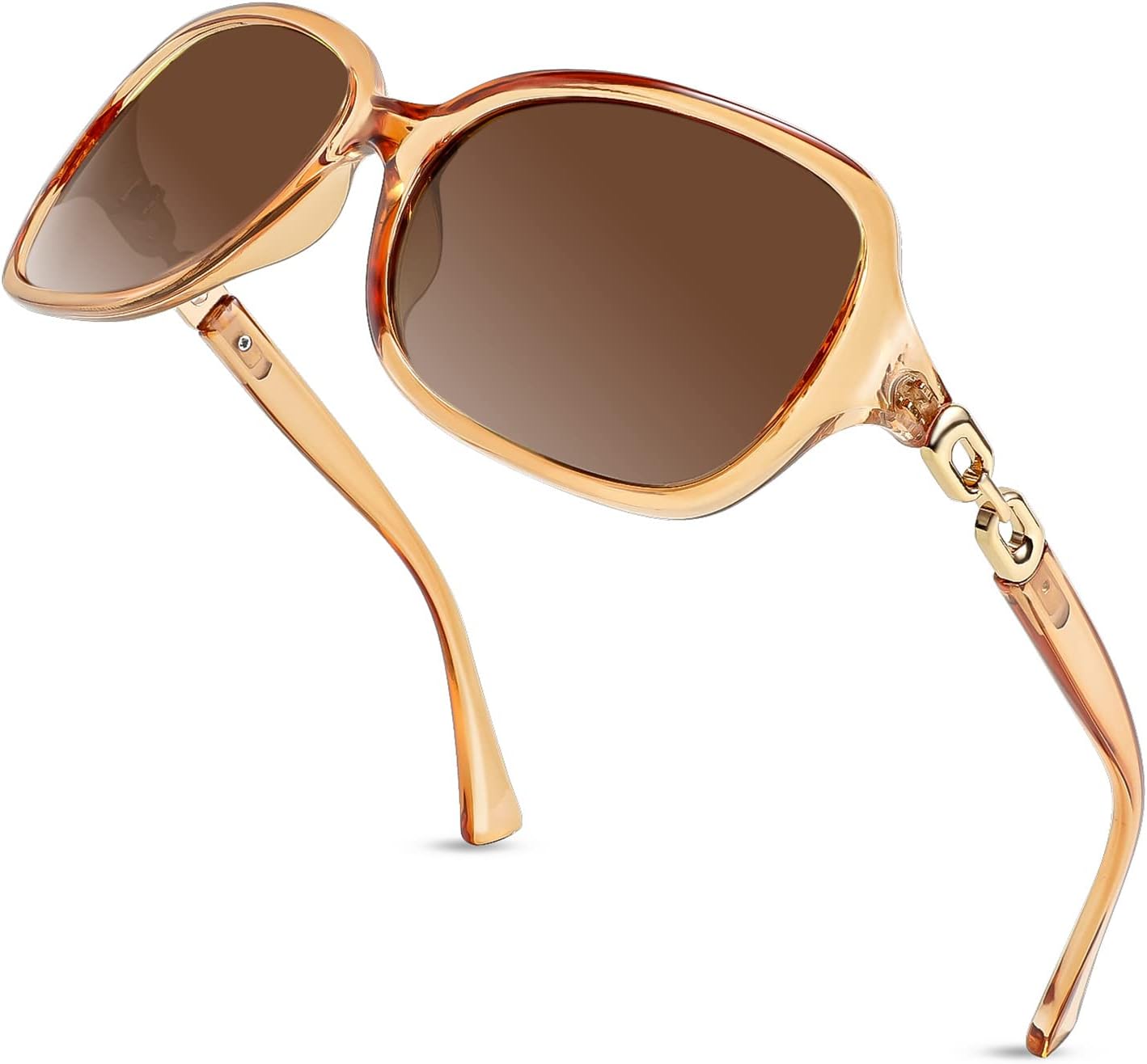 

FEISEDY Винтажные квадратные поляризованные солнцезащитные очки для женщин UV400 для путешествий и вождения, модные дугообразные солнцезащитные очки B2526, Champagne Frame