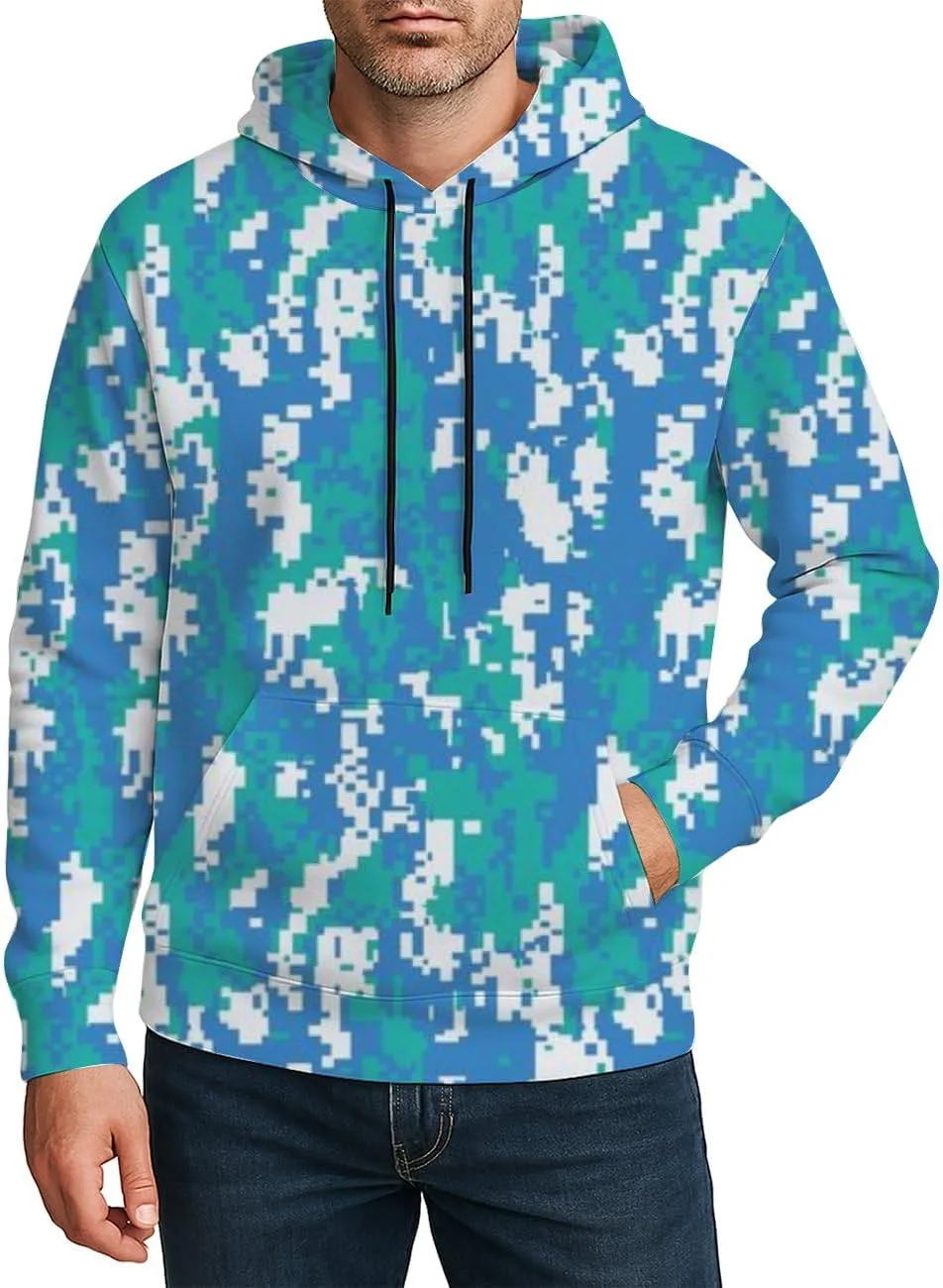 

Толстовка с капюшоном и принтом, Teal Camo, с карманом и кулиской Deovige