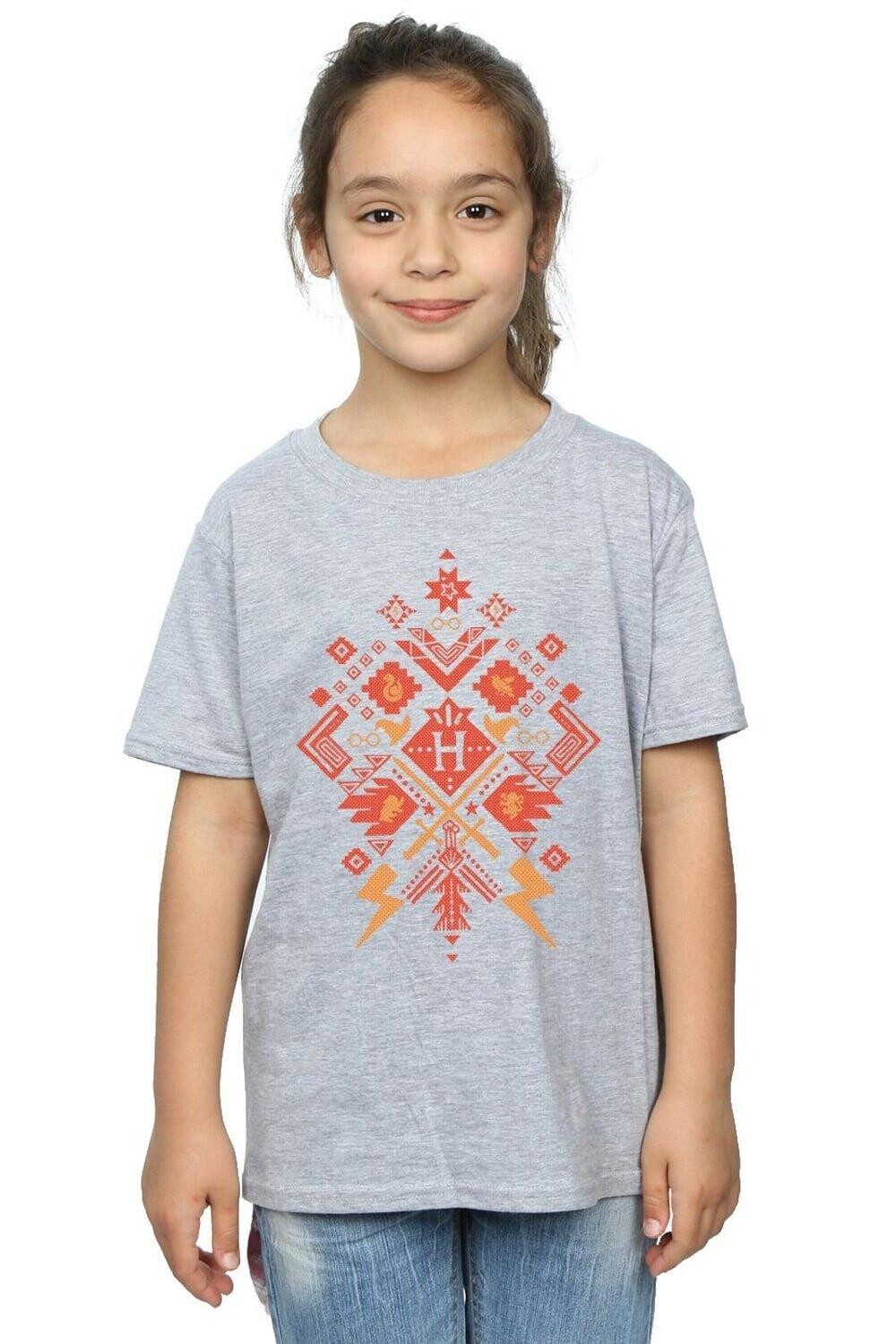 

Хлопковая футболка Christmas Fair Isle Harry Potter, серый