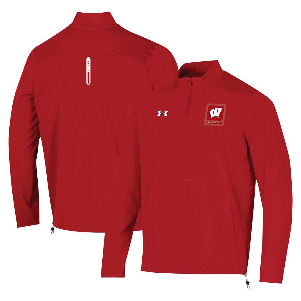 

Мужская футболка Under Armour Red Wisconsin Badgers 2023 Motivate с полумолнией до половины, цвет Wis Red