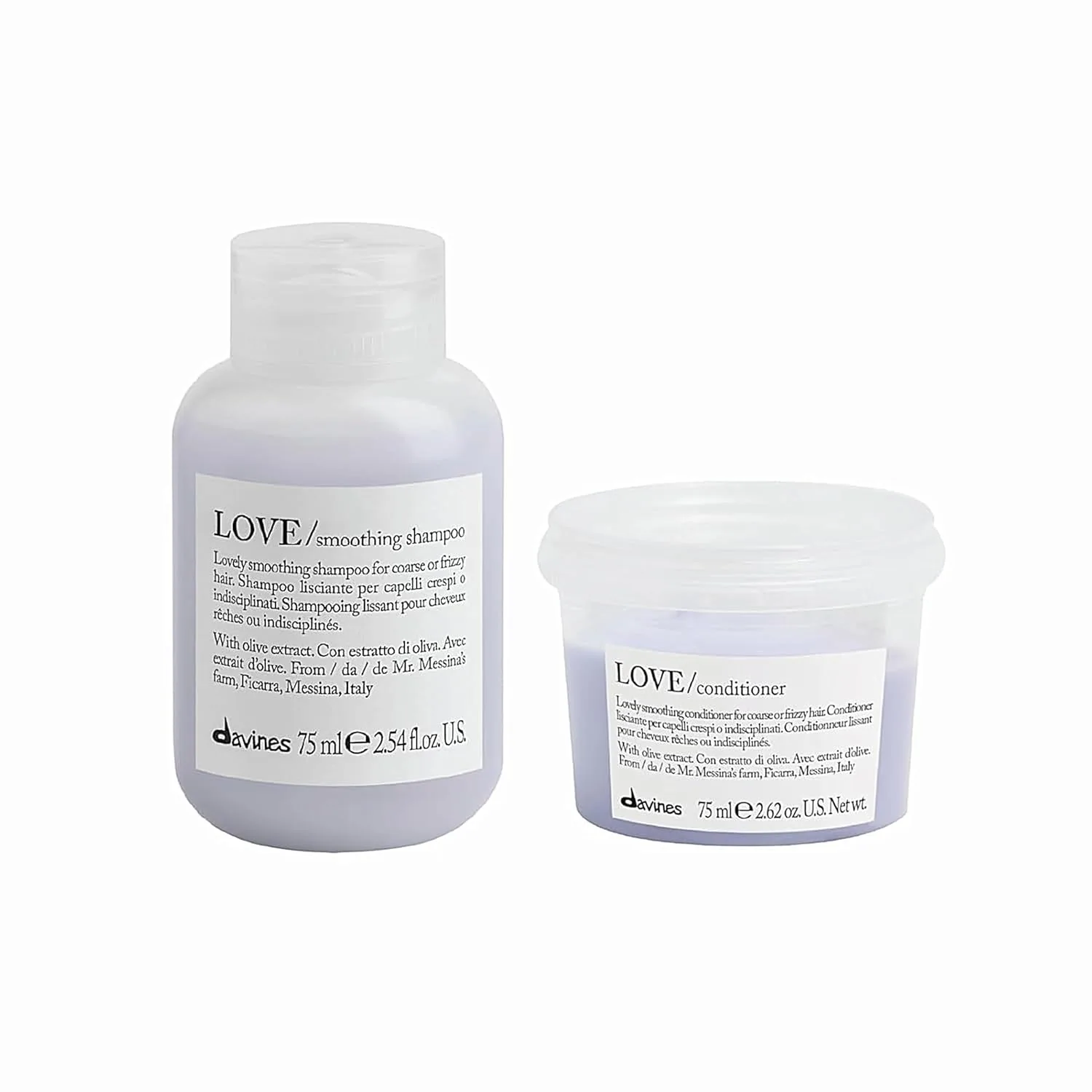 Шампунь Davines LOVE Smoothing | Мягкое очищение для вьющихся и жестких волос | Разглаживает, смягчает и придает блеск Дорожный набор