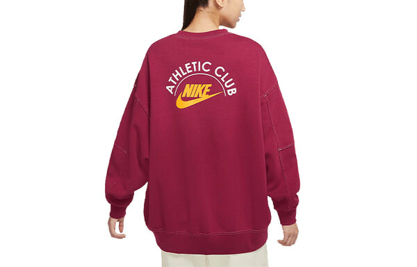 Свитер printing fleece sports round neck light brown red hoodie Nike, бежевый — фото 2