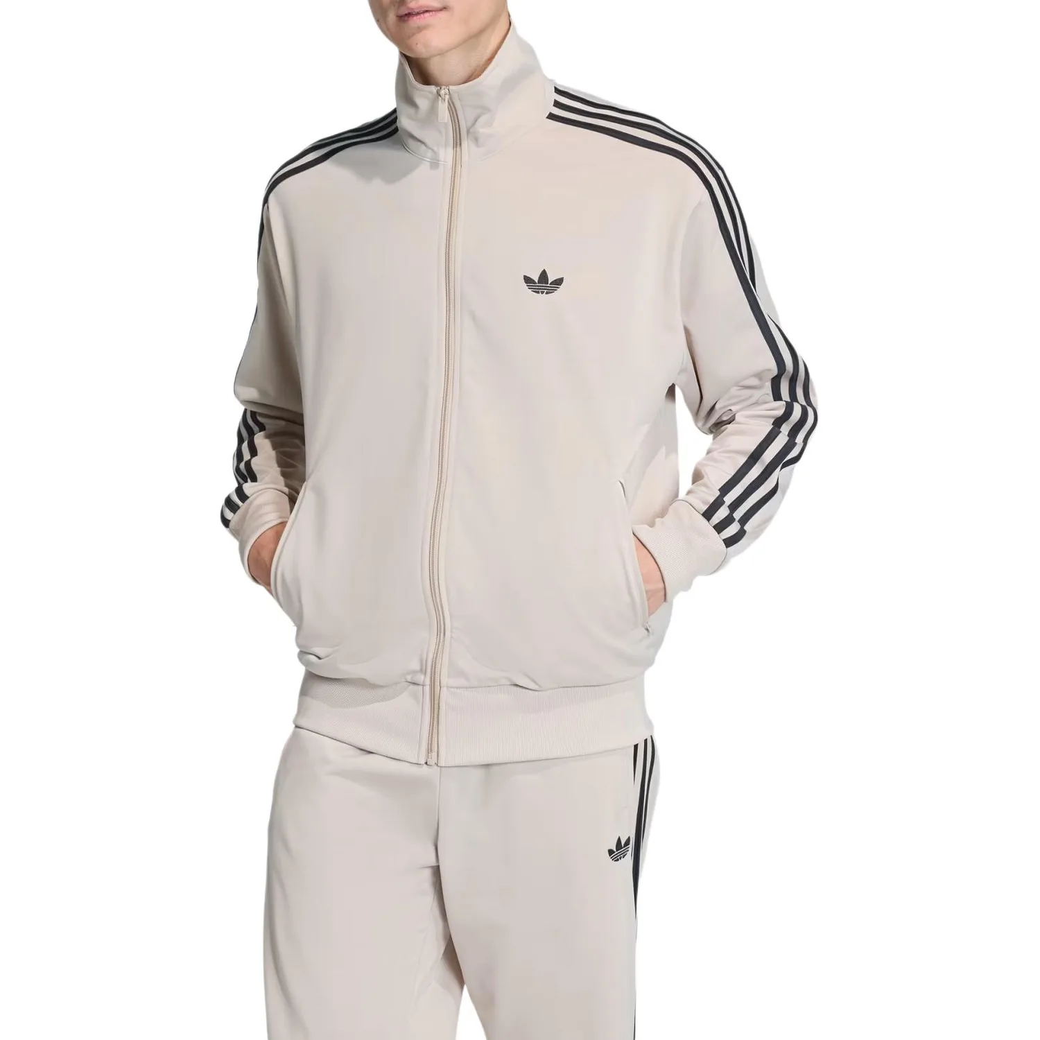 Полосатая куртка для спорта Adidas Originals, Stone Khaki — фото 3