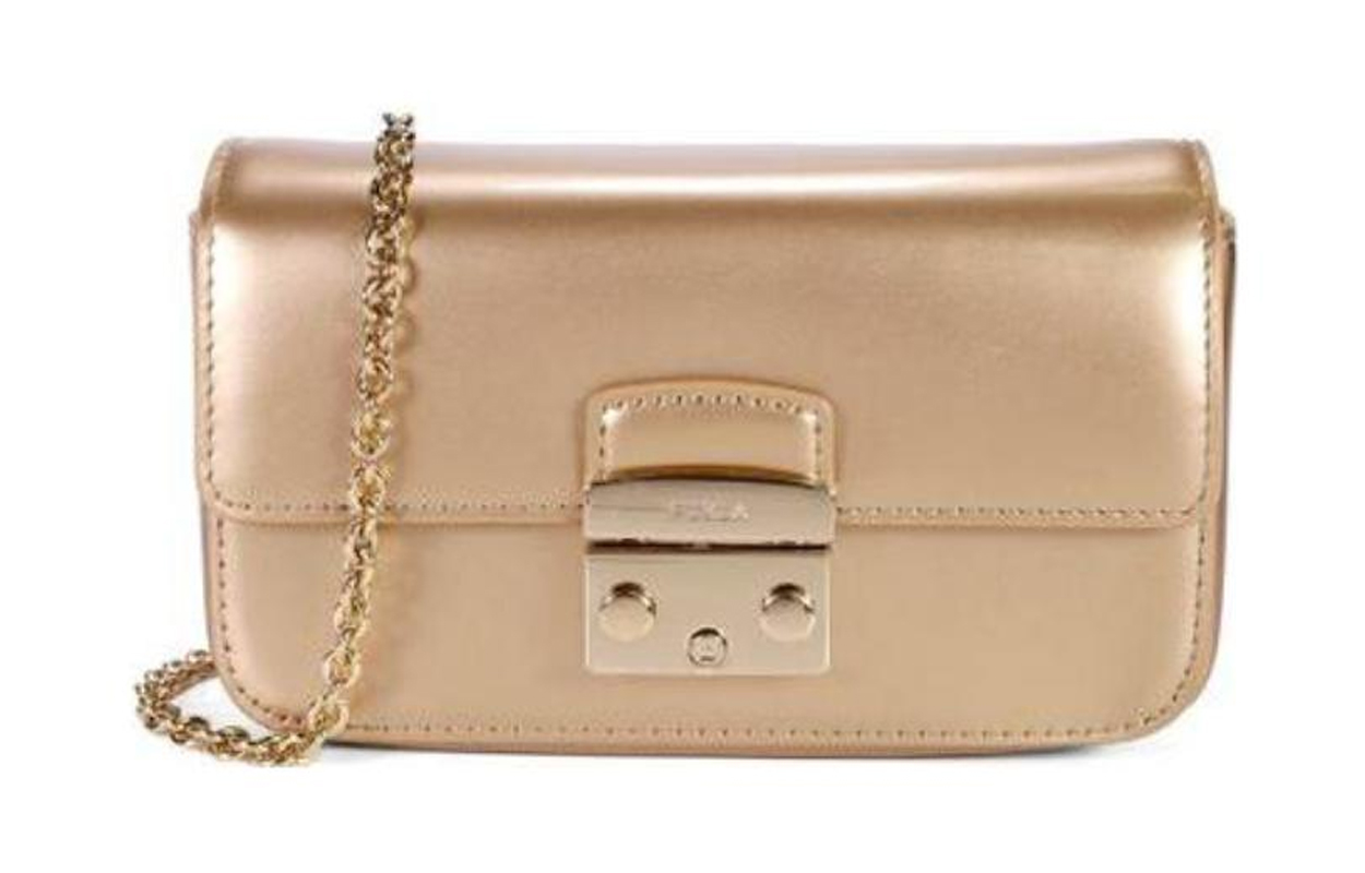 

Furla Метрополис Коллекшн Сумка через плечо из коровьей кожи с круглым замком женская шампань золото