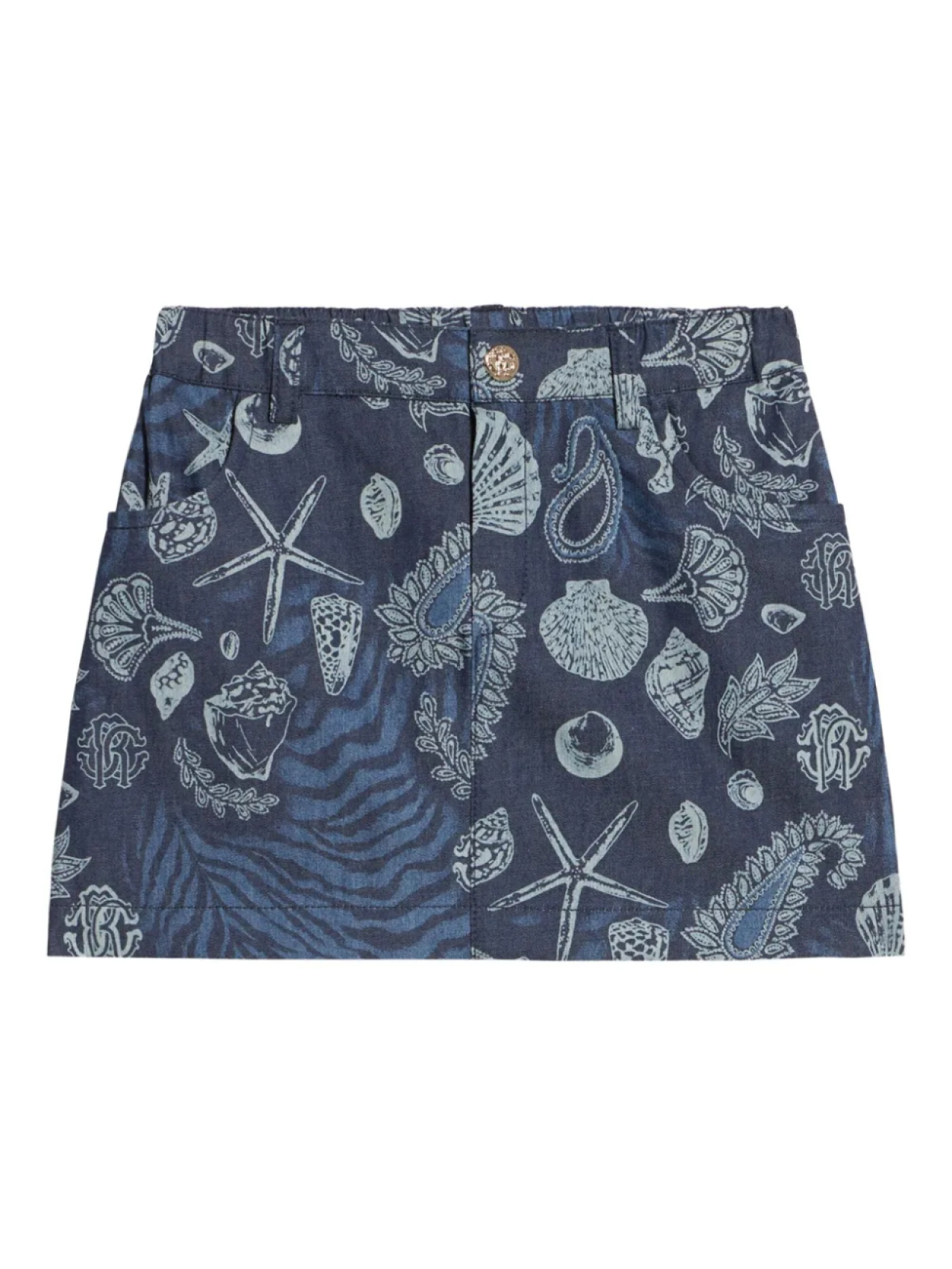 

Юбка мини с принтом Marine Print Roberto Cavalli Junior, синий
