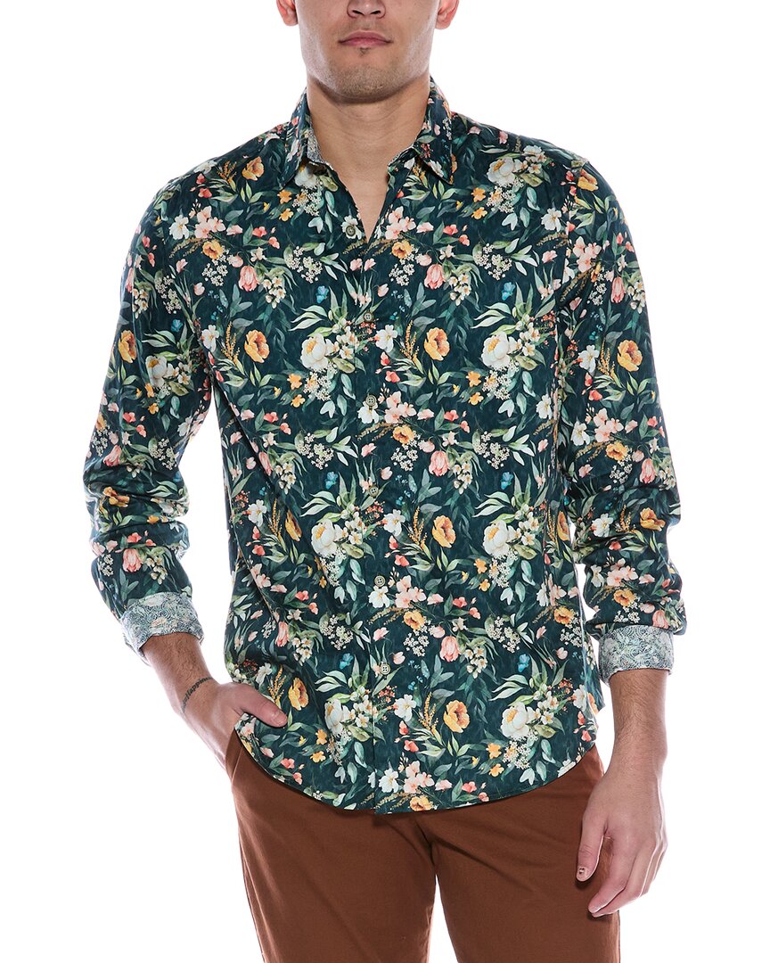 

Классическая тканая рубашка Роберта Грэма Гатлина Robert Graham, зеленый