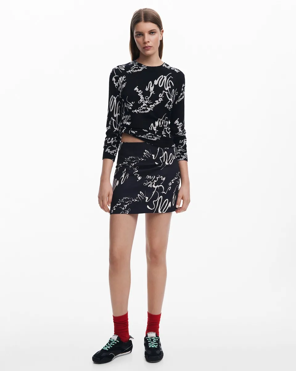 

Мини-юбка с надписью Desigual, черный