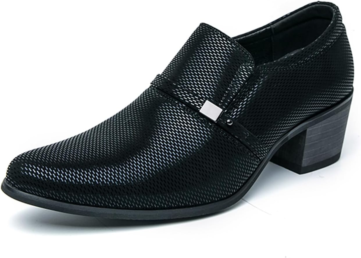 

Мужские кожаные лоферы Psieicwm без шнуровки с острым носком, массивным каблуком и декоративной полоской с эластичной вставкой для официальных мероприятий, вечеринок, свадеб и деловых встреч, черный