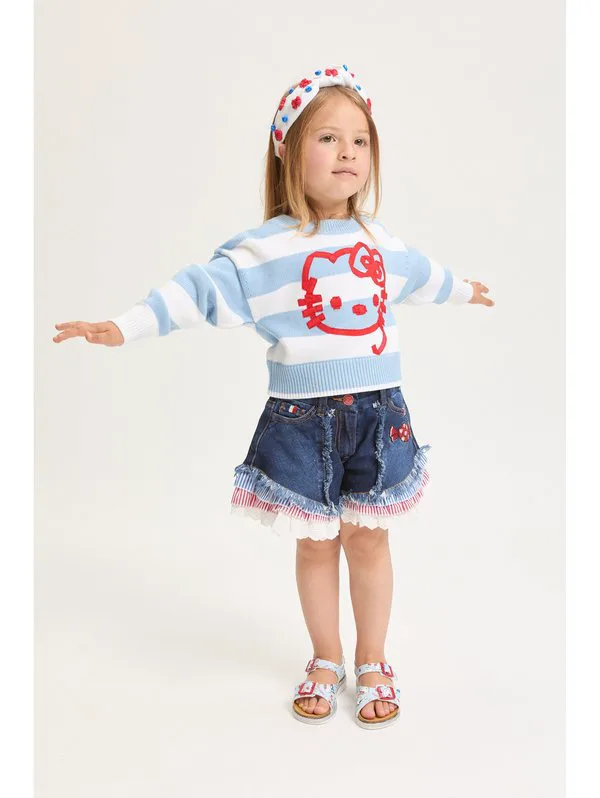 Джемпер hello kitty righe Monnalisa, Celeste/Bianco