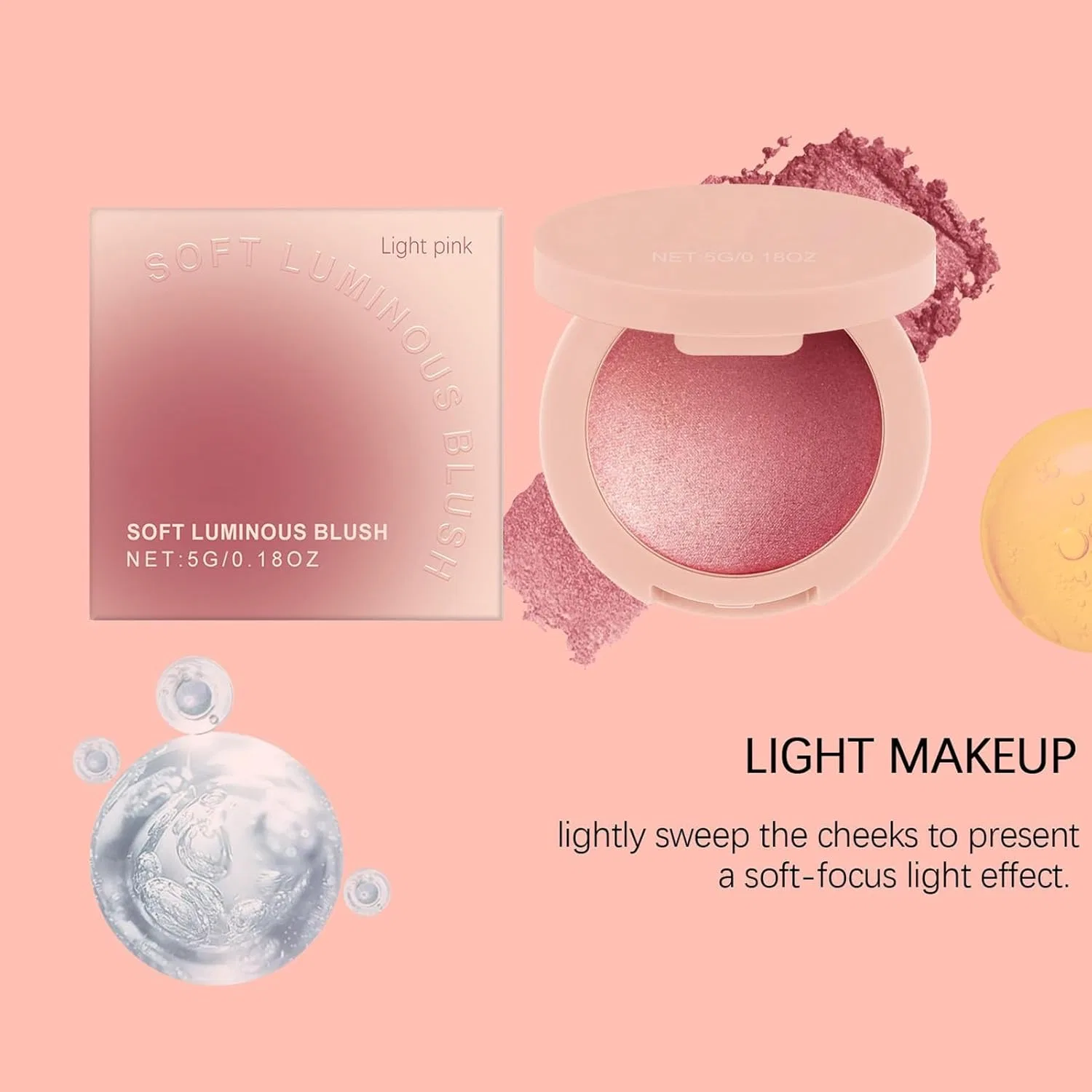 Румяна пудровые сияющие Pink Blush Powder, 1 шт, ярко-розовый — фото 4