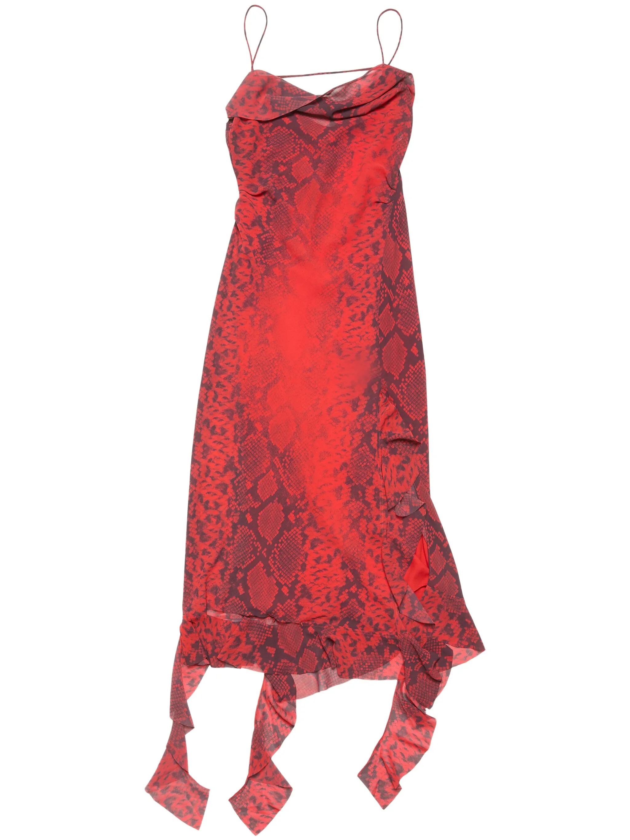 

Платье со змеиным принтом Acne Studios, красный