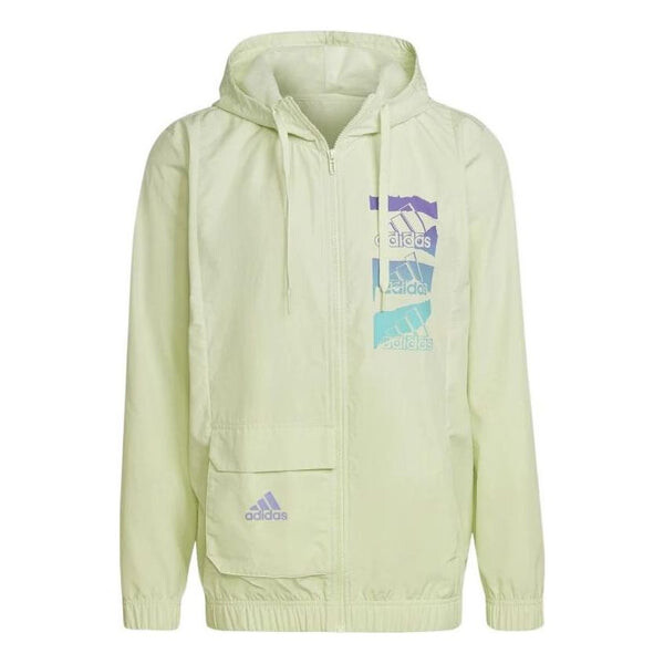 

Куртка men's alphabet logo long sleeves hooded windbreaker jacket green Adidas, мультиколор