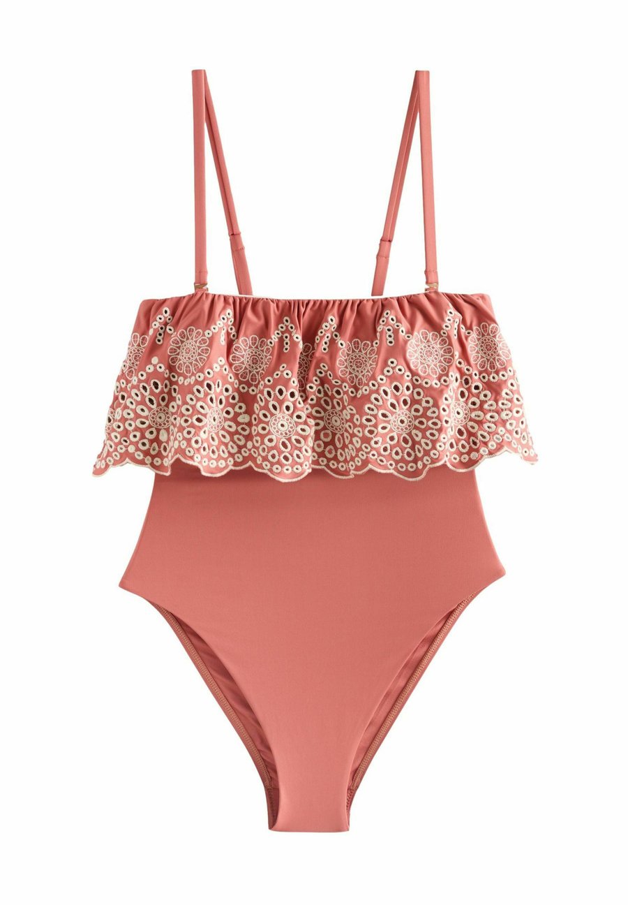 

Купальник Next BANDEAU EMBRIODERED FRILL TUMMY SHAPING CONTROL, Rose Pink/Pink