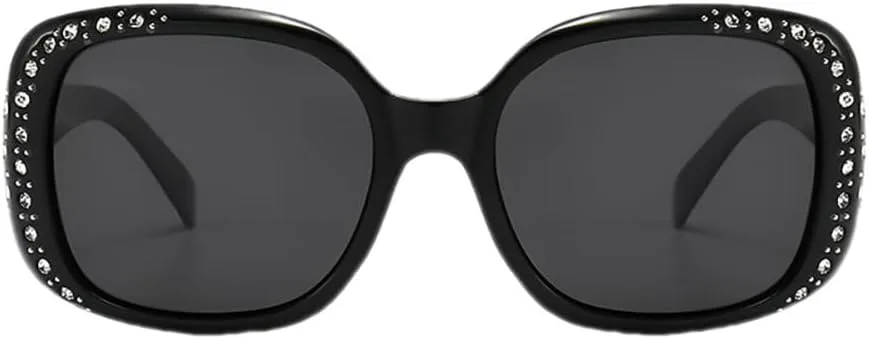 

Поляризованные модные солнцезащитные очки для женщин, большие квадратные, увеличенного размера, элегантные, модные, с бриллиантовым дизайном Azoxus, Black