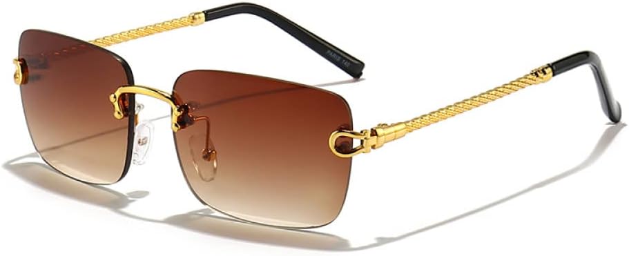 

Солнцезащитные очки MUTYNE с синими градиентными линзами, металлические, для мужчин и женщин, роскошные дизайнерские, без оправы, маленькие квадратные, для мужчин, B06 Gold Graditea