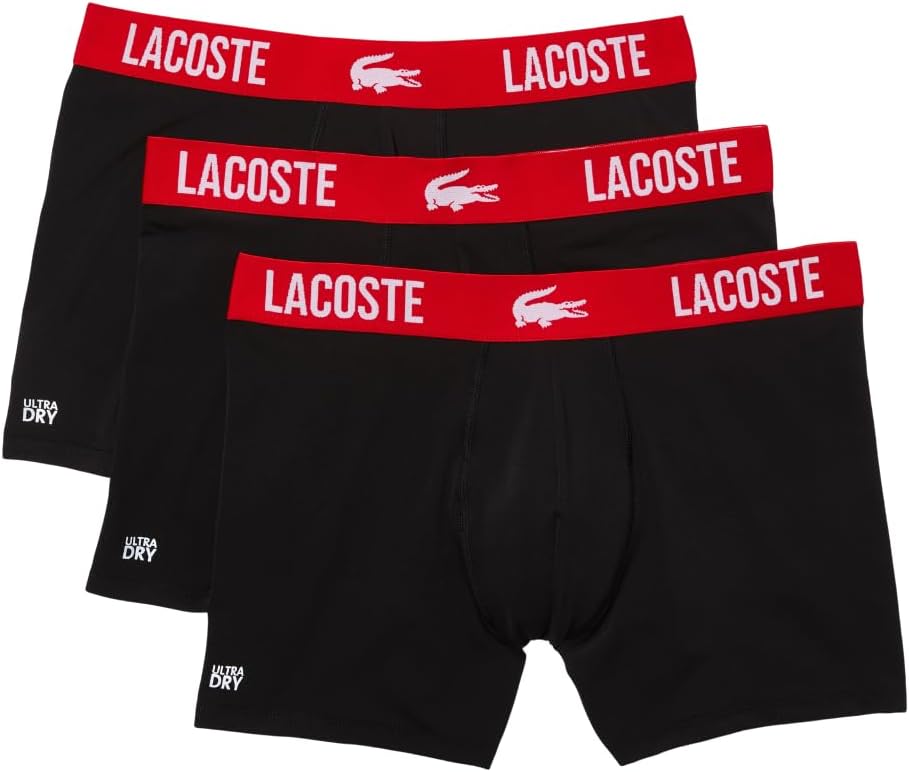

Мужские хлопковые трусы-боксеры Lacoste с принтом «Анимация», 3 шт., Black/Red