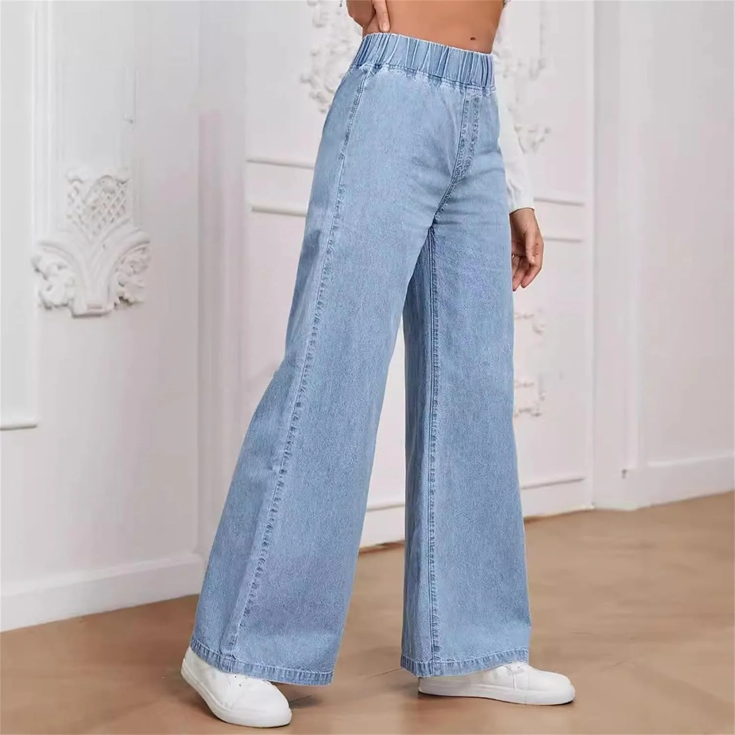 Женские джинсы baggy с растяжкой, широкие, mid rise — фото 4