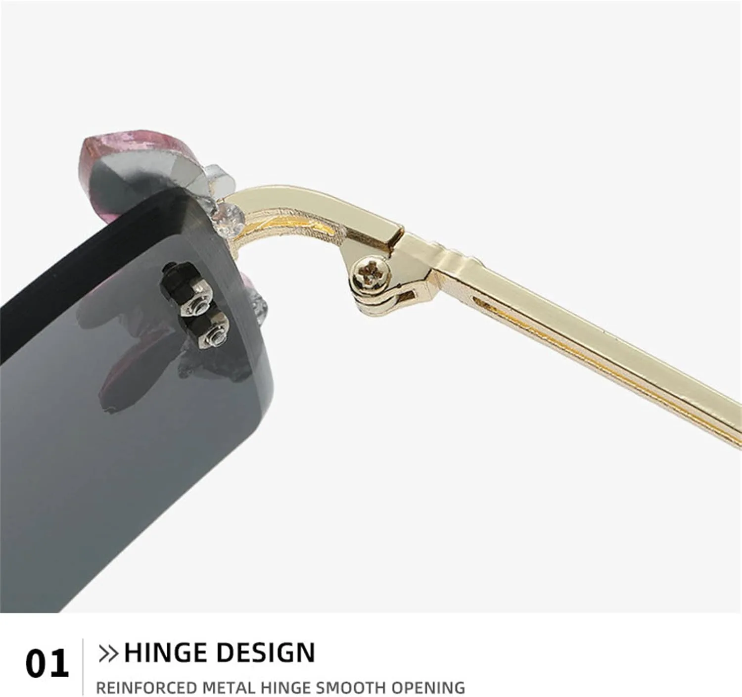 

Солнцезащитные очки Willochra без оправы, маленькие квадратные, со стразами, для женщин и мужчин, модные прямоугольные солнцезащитные очки без оправы, Blue Pink