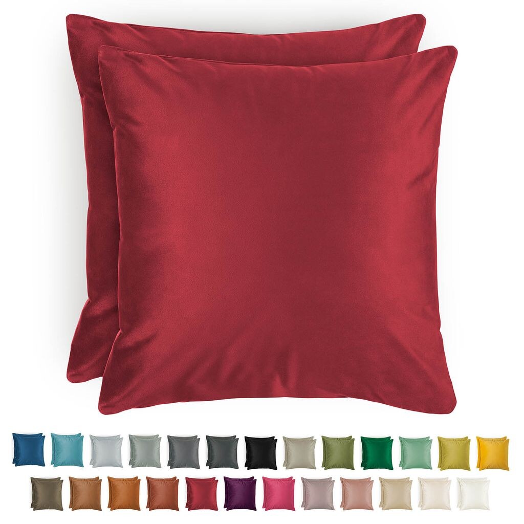 

Комплект Blumtal из 2-х бархатных наволочек 45х45 см - элегантная бархатная наволочка, мягкая бархатная наволочка, винно-красный