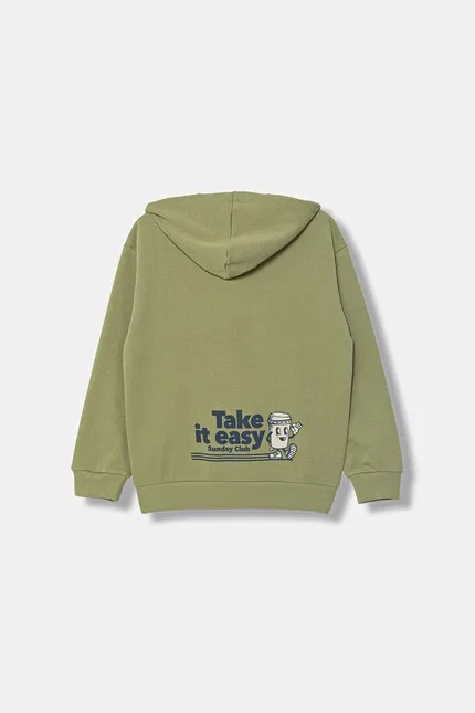 Кофта детская на молнии с капюшоном United Colors of Benetton, зеленый — фото 2