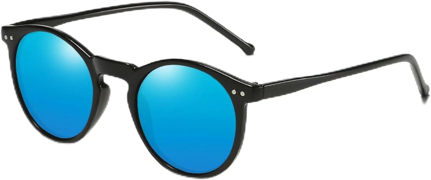 

Роскошные маленькие круглые солнцезащитные очки для мужчин в стиле ретро, ​​классические черные солнцезащитные очки для женщин, модные очки для вождения TKKTLLT, Black Blue