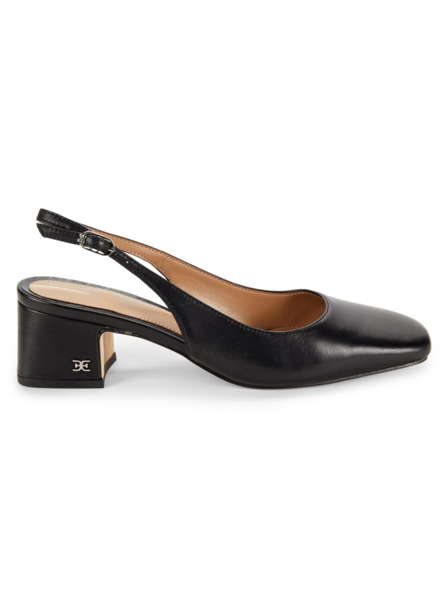 Туфли-лодочки Terra 51MM из кожи с открытой пяткой Sam Edelman, цвет Black Leather