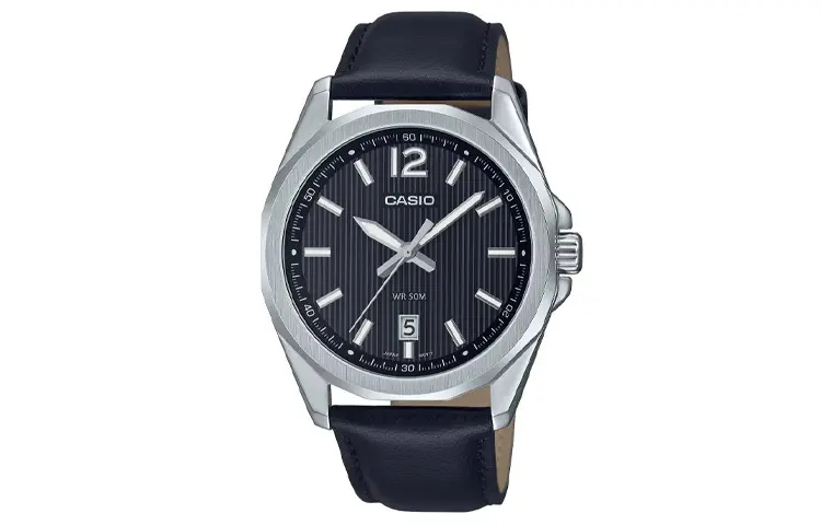 

CASIO Часы Quartz Movement Genuine Leather Strap Watch 48.5mm Men's Watch Black Dial, Black Dial