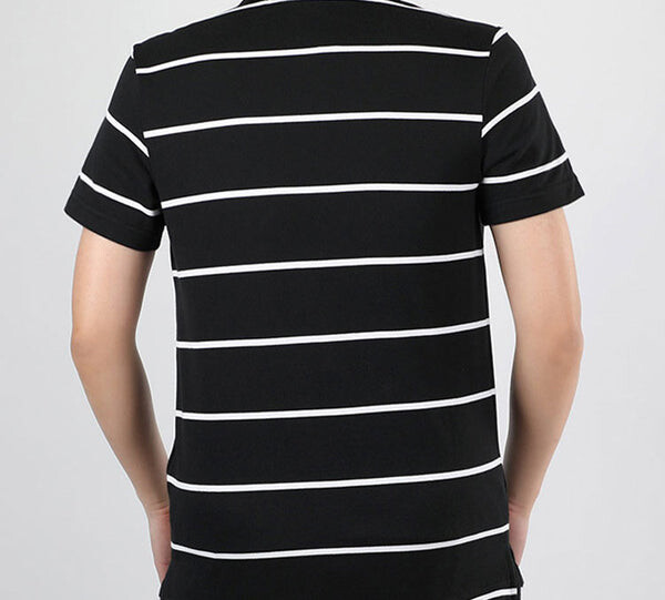 Футболка yarn dye stripe short sleeve polo shirt black Adidas, черный — фото 4