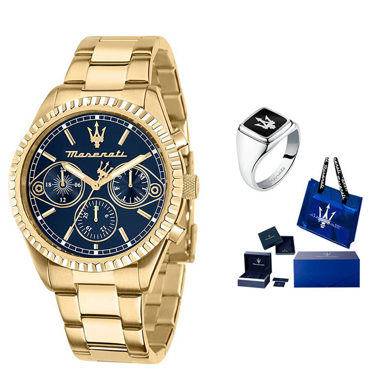 

Maserati Мужские часы Wrist Watch, кварцевый механизм, стальной браслет из нержавеющей стали, 43 мм, синий циферблат