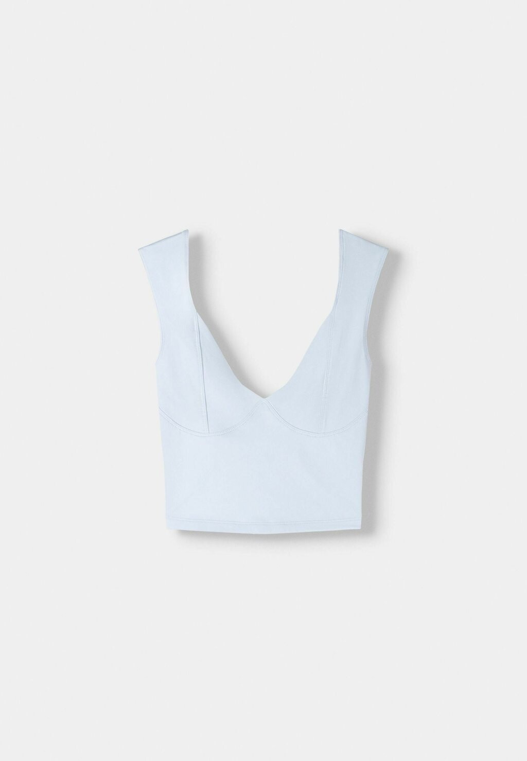 

Базовая футболка V-NECKLINE Bershka, светло-голубой
