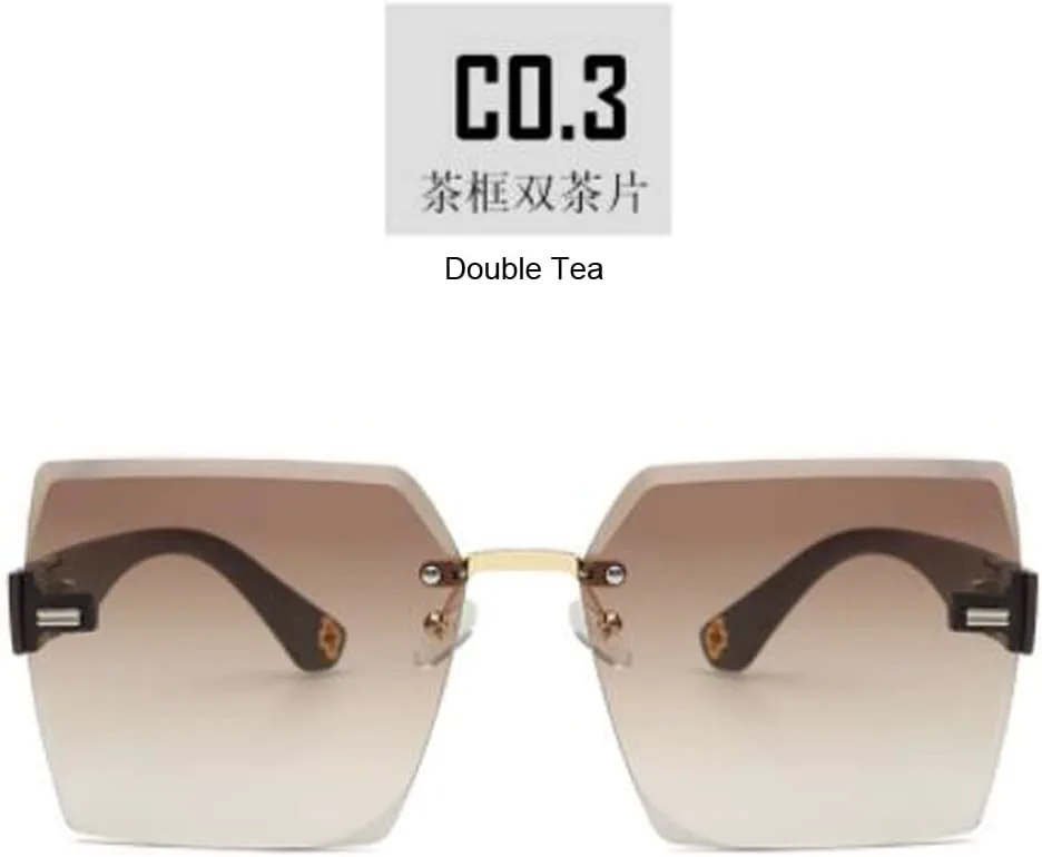 

Винтажные квадратные солнцезащитные очки PUB без оправы, забавные металлические солнцезащитные очки с защитой от УФ-излучения UV400, Tea Frame Double Tea Flakes