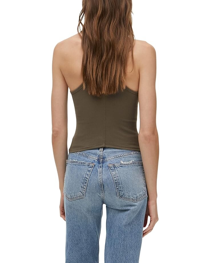 

Топ Michael Stars Pina Ultra Rib Racer Front Crop Tank Top, цвет Dolma