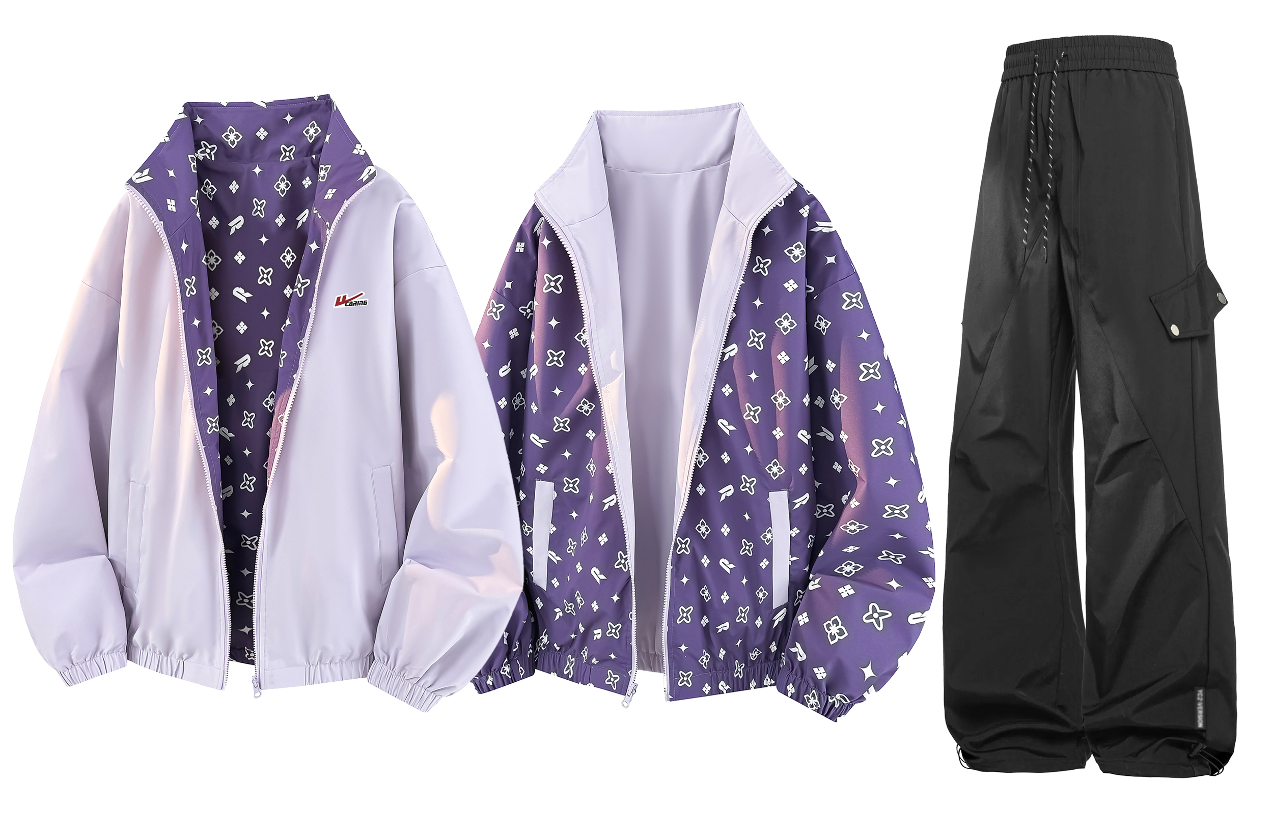 

Ветровка Unisex WARRIOR, розовый фиолетовый+черный (reversible 2-piece set diy badge)