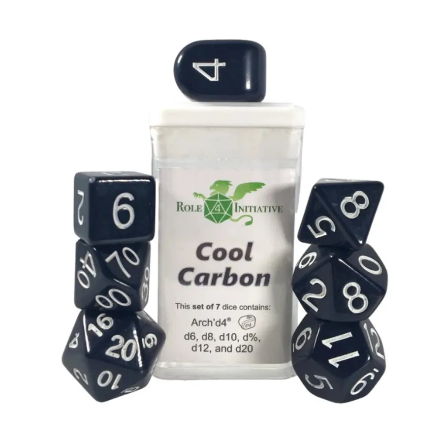 

Набор Poly — Cool Carbon с Arch'd4 (7), Game Dice - Opaque (Role 4 Initiative)