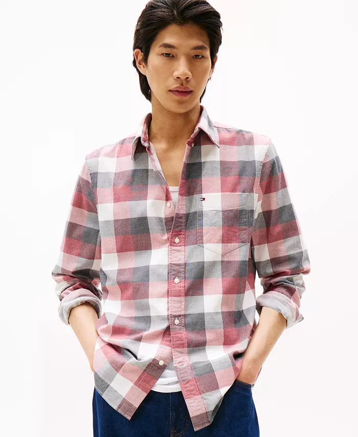 

Мужская рубашка Regular-Fit из вельвета в клетку Tommy Hilfiger, красный