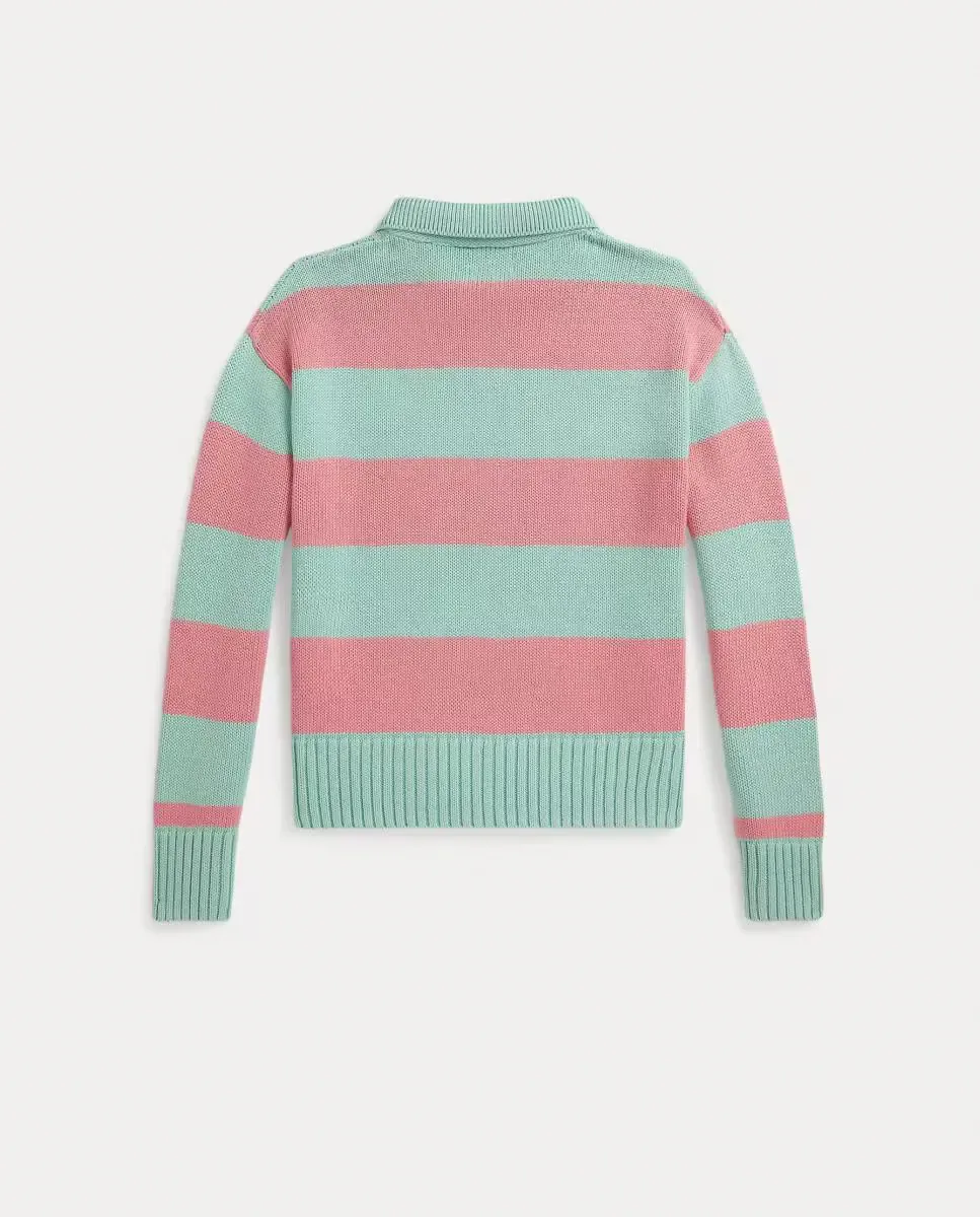 Детский хлопковый джемпер поло в полоску Polo Ralph Lauren, красный / зеленый — фото 2