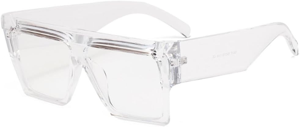 

Модные солнцезащитные очки в крупной оправе для мужчин, стильные прозрачные очки для женщин, очки для коррекции формы лица, защита от УФ-излучения UV400 TKKTLLT, Clear Clear