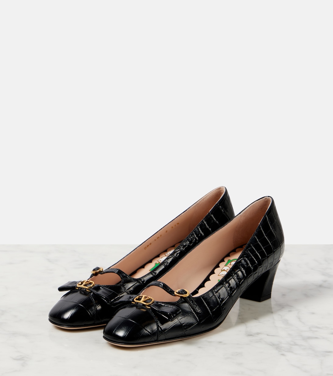 Туфли Bowow 45 из кожи с крокодиловым эффектом Valentino Garavani, Nero — фото 4