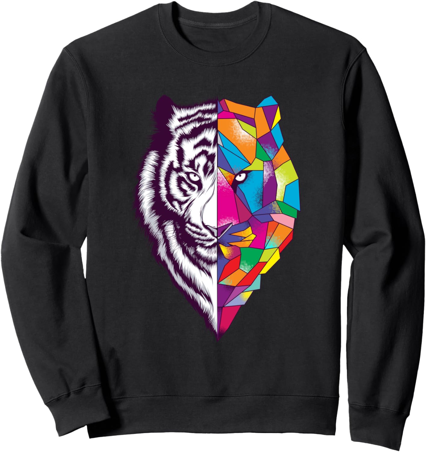 

Толстовка с графическим дизайном в виде дикого многоугольного тигра Bahaa'S Tee, черный