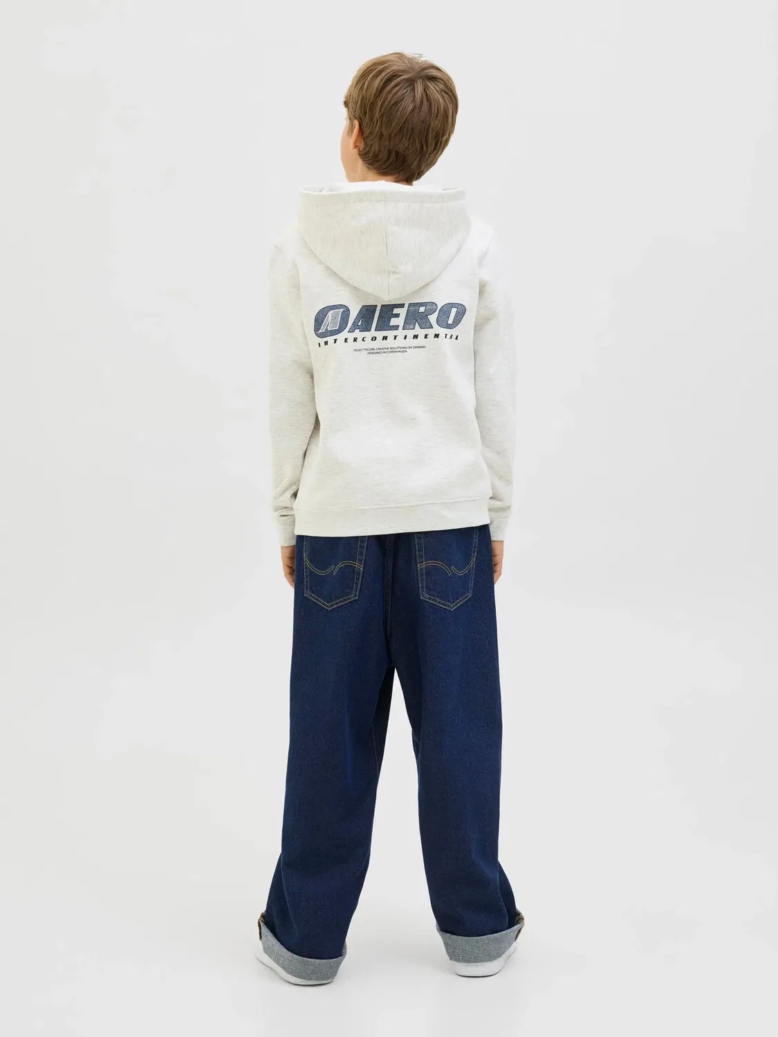 Капюшон худи JACK & JONES Junior, белый меланж — фото 4