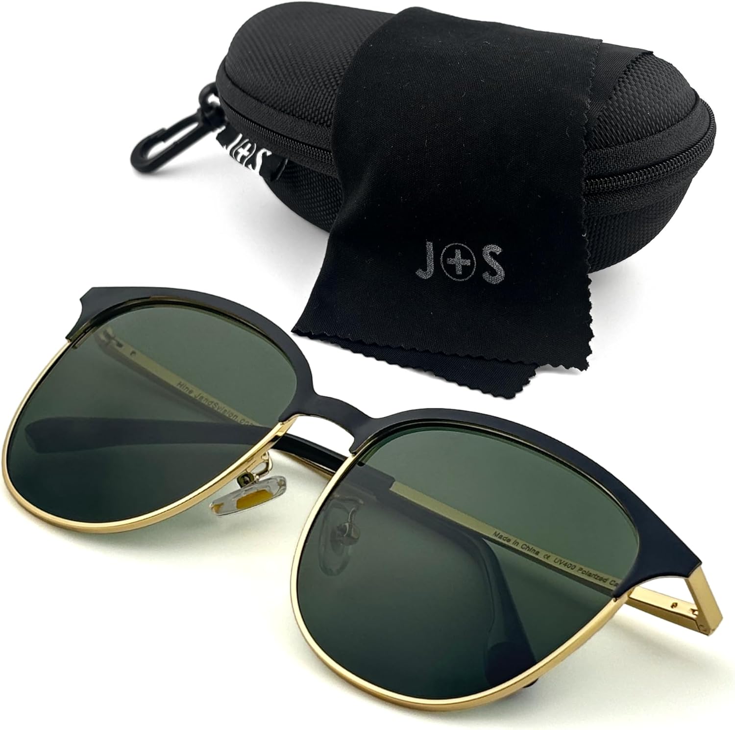 

Женские поляризованные солнцезащитные очки J+S Hine Retro в оправе «кошачий глаз» | Металл | Пружинный шарнир | Поляризация | 100% защита от УФ-излучения UV 400 | Размер: средний-большой, Black-gold Frame / Olive Green Lens