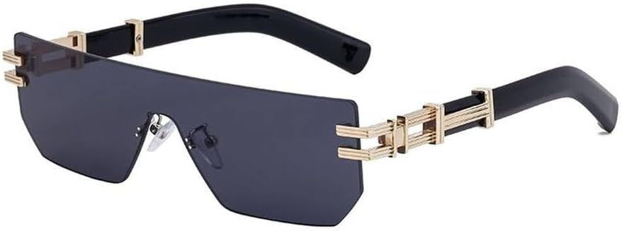 

Солнцезащитные очки LVTFCO большого размера без оправы для мужчин и женщин, модные винтажные очки в металлической оправе, очки для мужчин с защитой от УФ-излучения UV400, C1goldblack