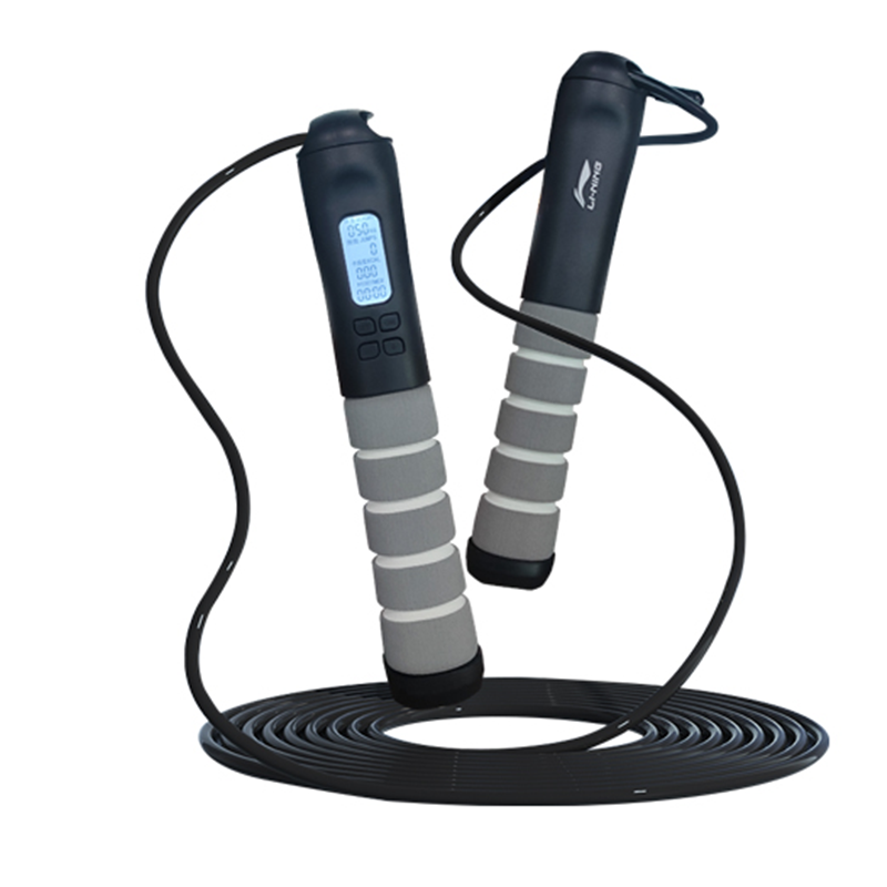 

Электронная скакалка для фитнеса с подсчетом прыжков для взрослых, трос из ПВХ и стальной проволоки, ручка из АБС и пены, длина троса 2,9 м LINING, черный