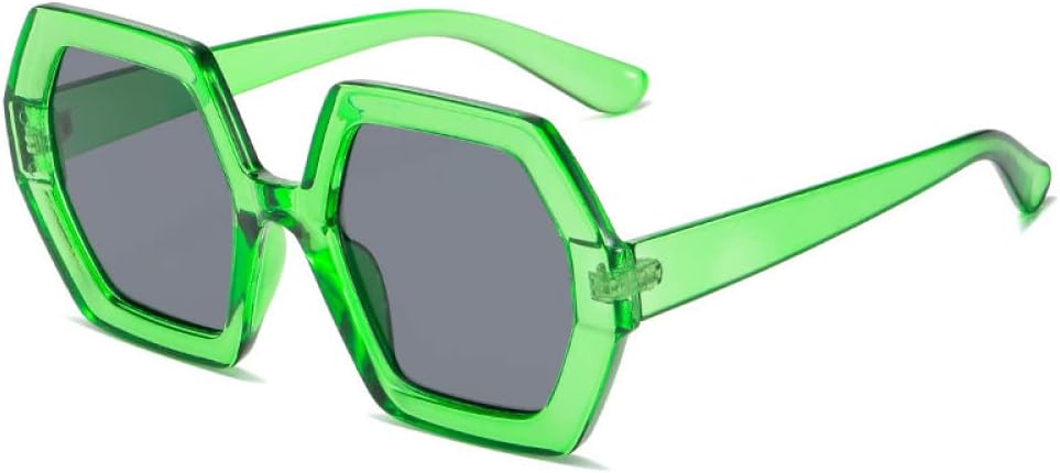 

Винтажные прозрачные фиолетовые солнцезащитные очки для женщин, большие, конфетного цвета, шестиугольные, с защитой от УФ-излучения UV400, многоугольные, декоративные, зеленые, один размер LANGSER, Black