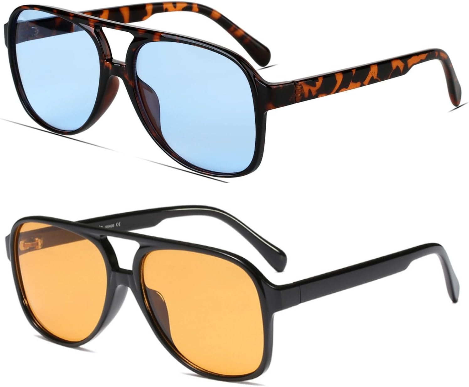 

Солнцезащитные очки Freckles Mark в винтажном стиле ретро 70-х годов для женщин и мужчин, классические большие квадратные очки-авиаторы, модные очки, 2p: Yellow & Blue