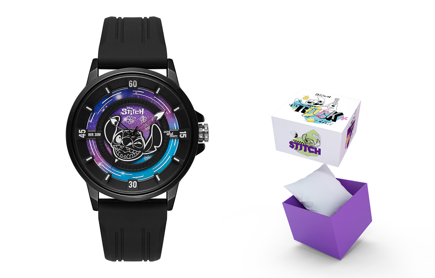 

Disney Часы Stitch Series Quartz Movement Silicone Strap Watch Unisex White Dial