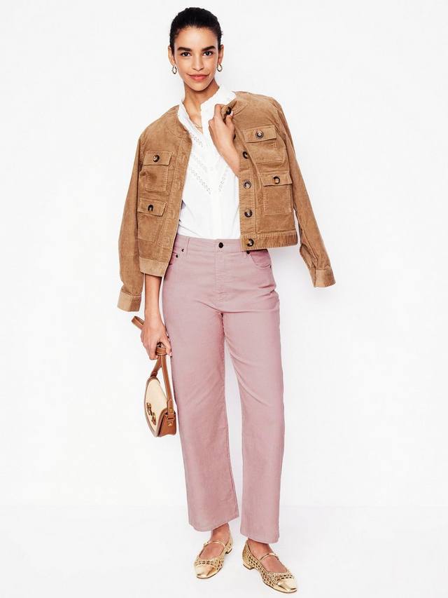 

Вельветовые джинсы в полоску с высокой посадкой Boden, цвет Vintage Pink