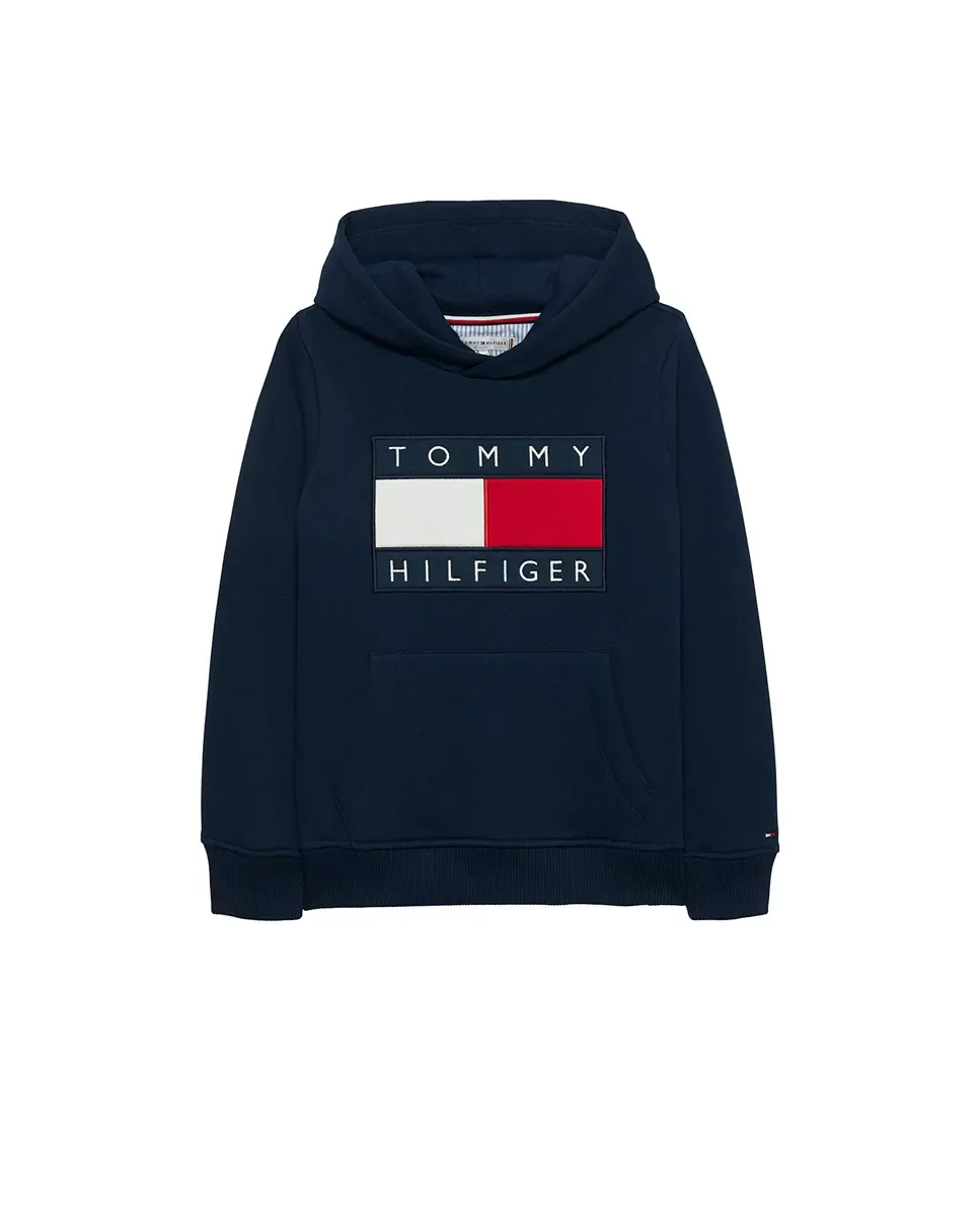 Детская толстовка с капюшоном и логотипом-флагом Tommy Hilfiger, синий