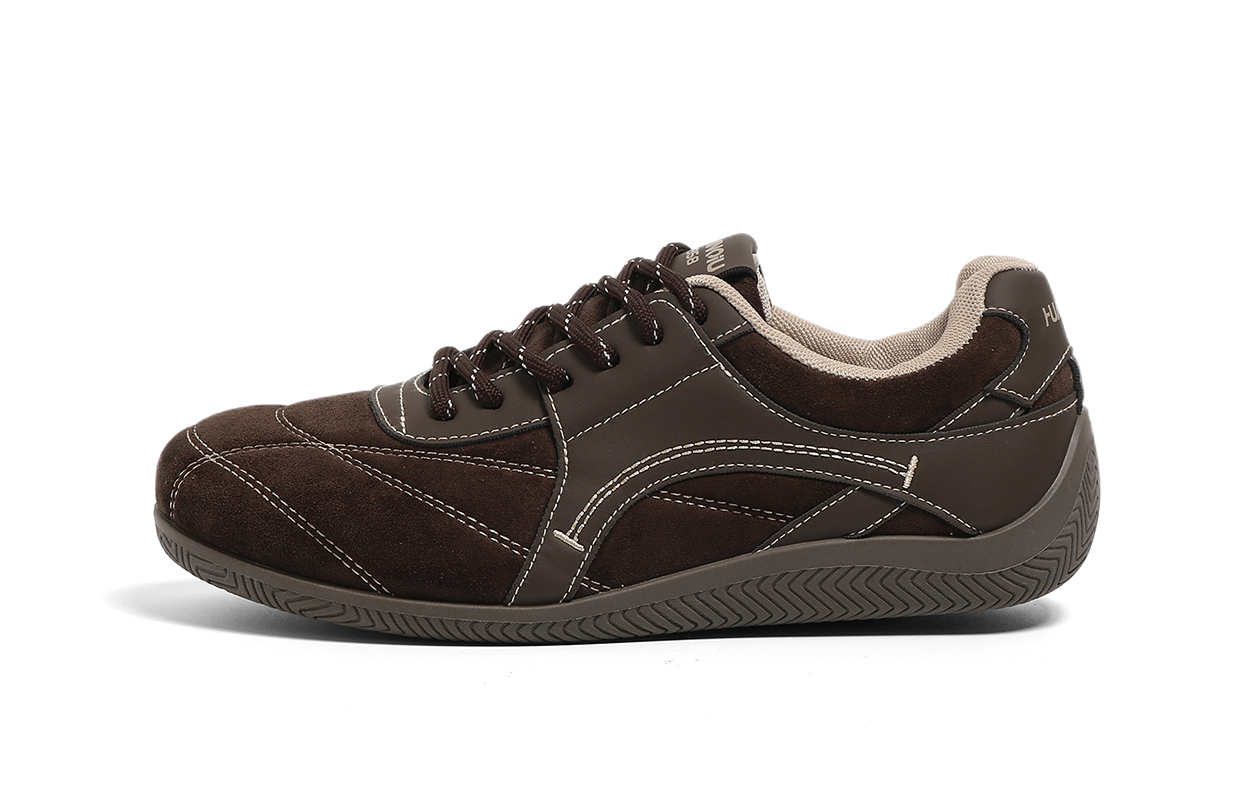 

Кроссовки для скейтбординга мужские низкие износостойкие и легкие из искусственной кожи HUANQIU, коричневый